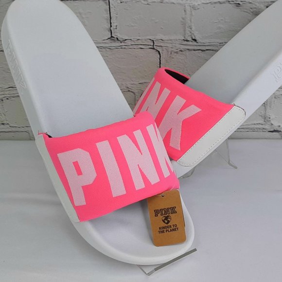 VICTORIA'S SECRET 'PINK' LOGO SLIDE SANDALS - Picture 7 of 16
